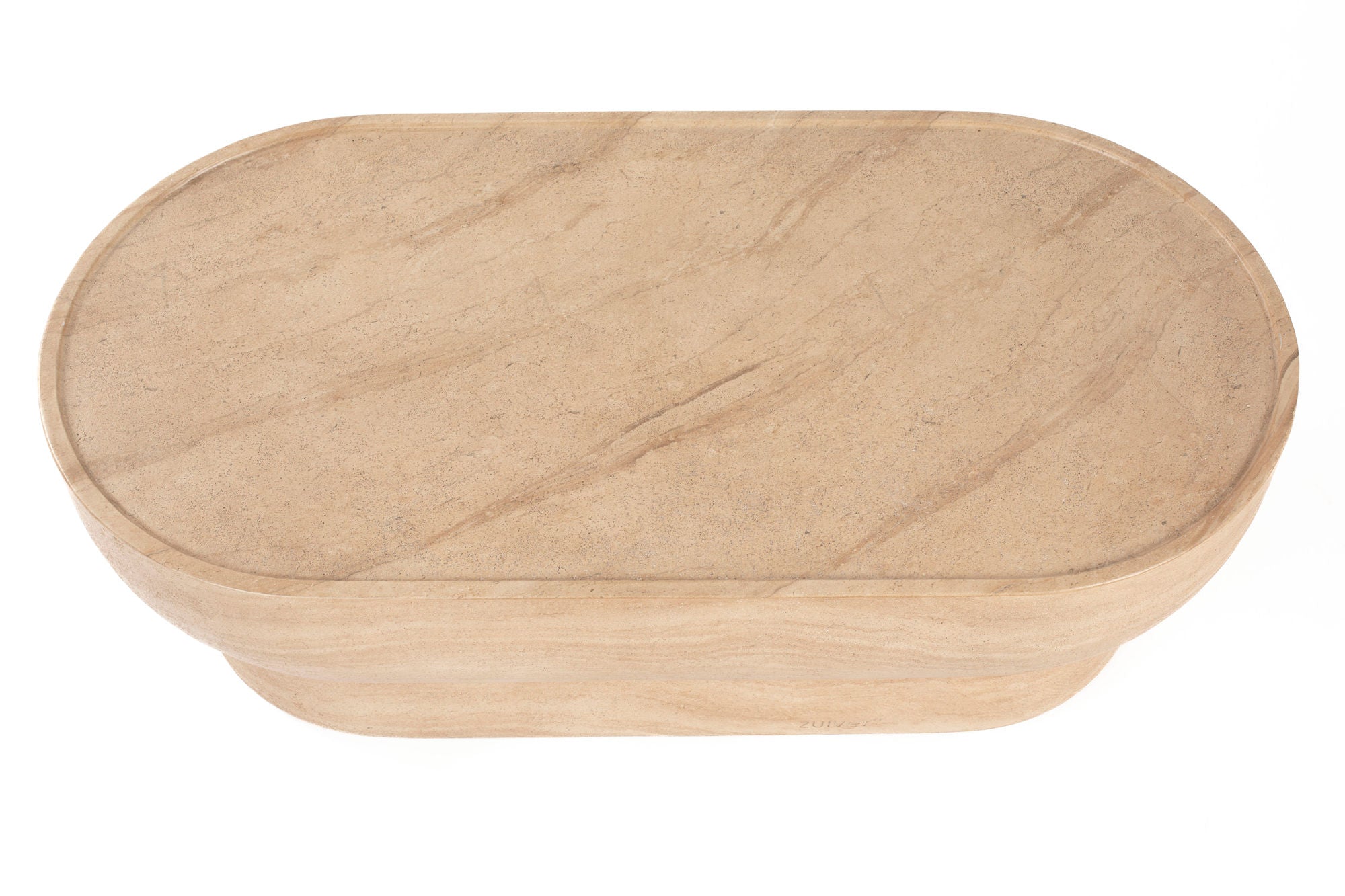 Zuiver Noble Beige Travertine Style Oval Coffee Table